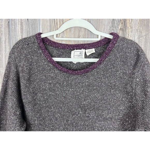River Road Sweater Womens L Lambs Wool Brown/Burgundy Boxy Fit Cozy Cabincore - Picture 2 of 12